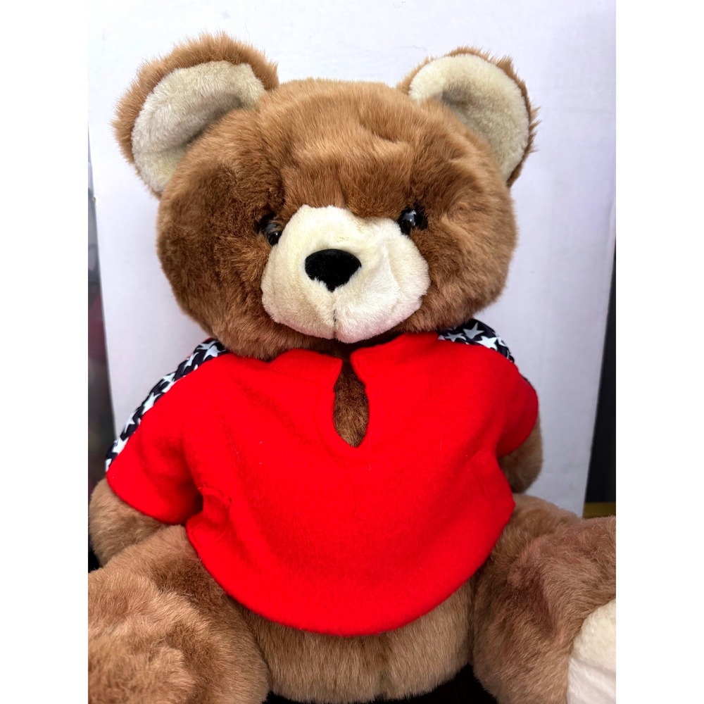Vintage Belkie Bear Plush Teddy Brown Red Star Shirt Patriotic Collectible